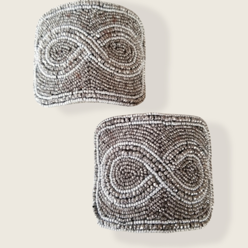 Vintage Antique Art Deco 1920s Made In France Beaded Shoe Clip Buckle Set - Picture 2 of 15
